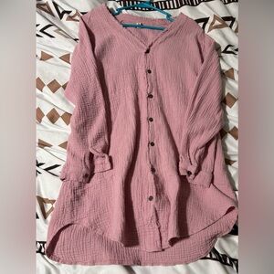 Pink Button-Up Women's Dress